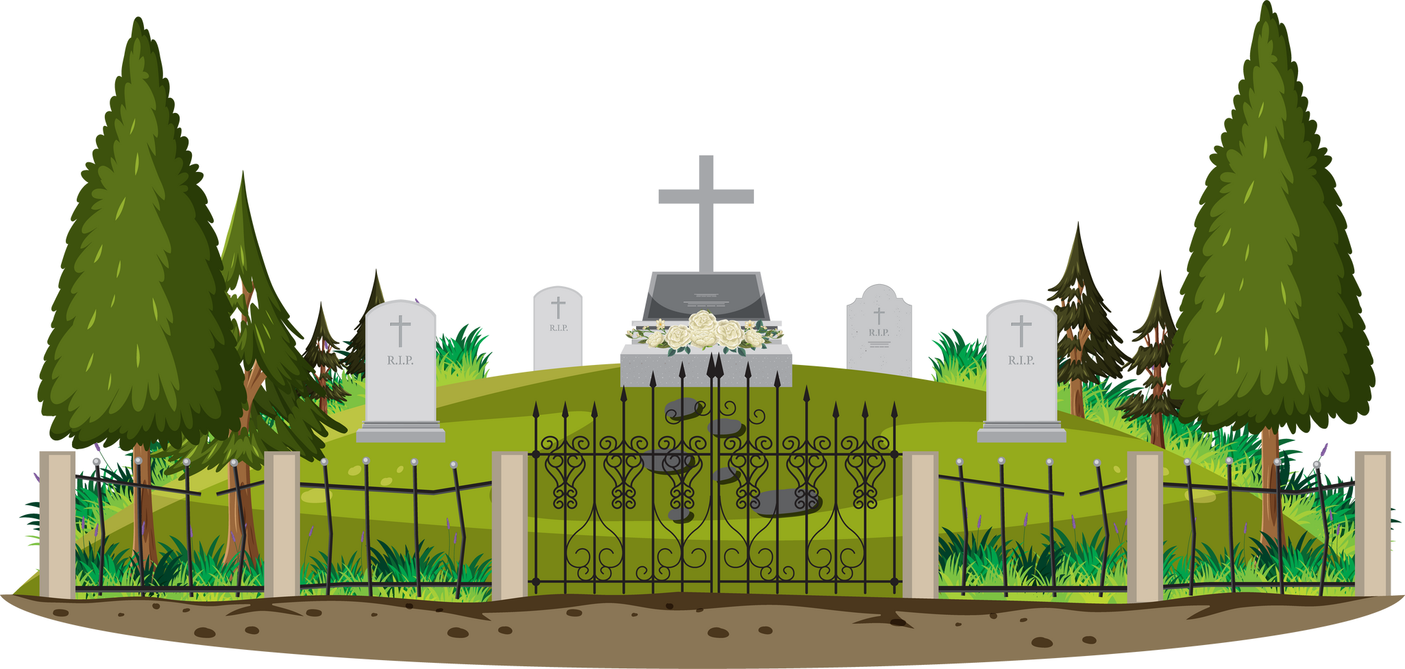 Cemetery Graveyard Scene Isolated